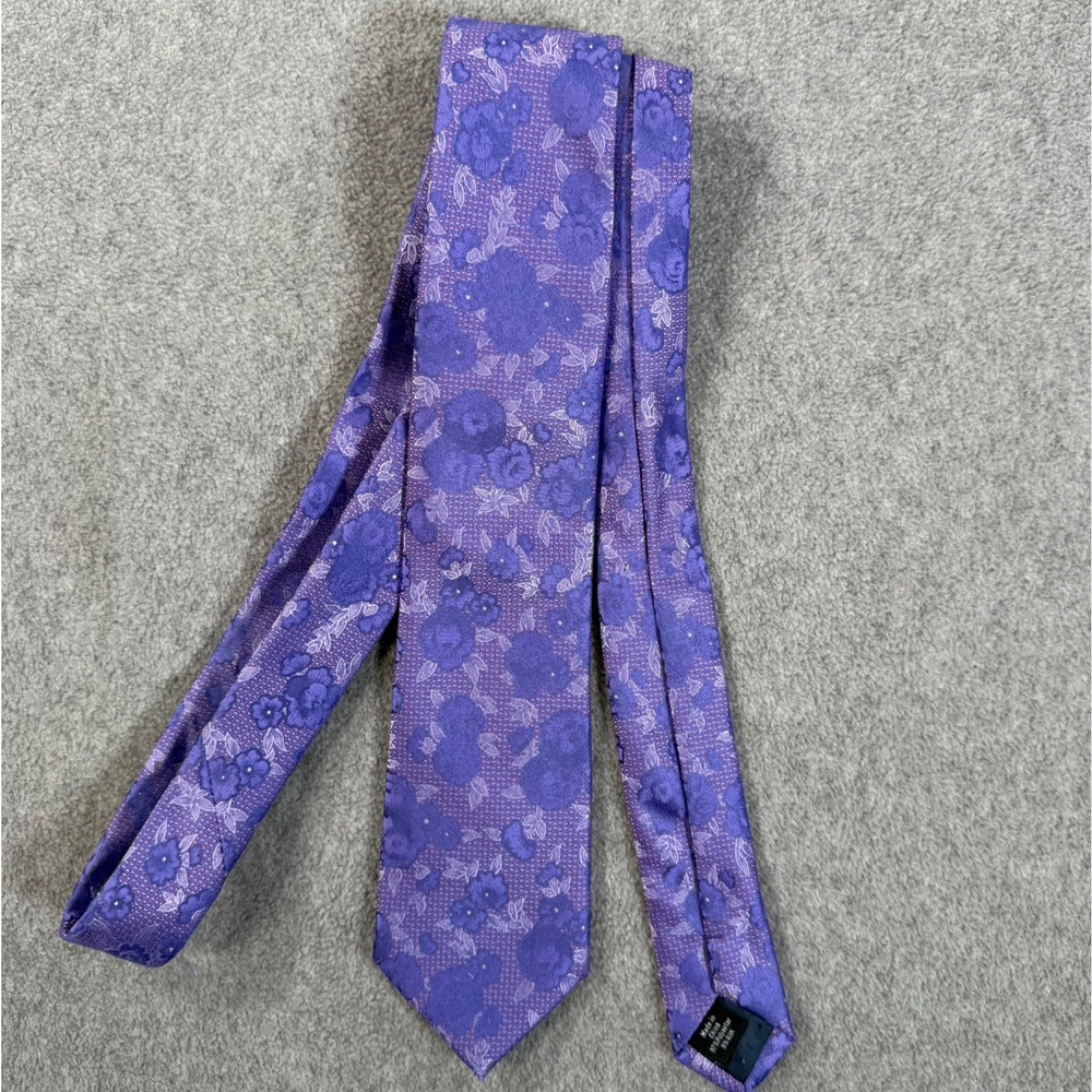 Collection by Michael Strahan Purple Floral Neck Tie Polyester/Silk Blend